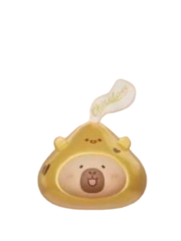 Delicious Tuntun capybara mini figure dressed as a gold foil chocolate kiss, from the Tuntunzai Capybara Chocolate series