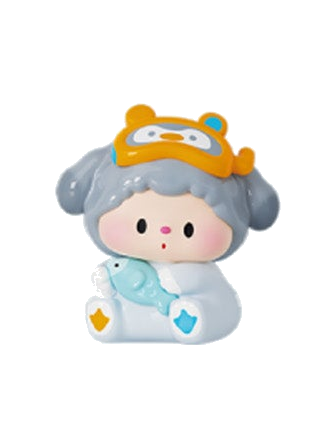 Luludog Fish-Catching Lulu pop bean mini figure from the Summer Journal series
