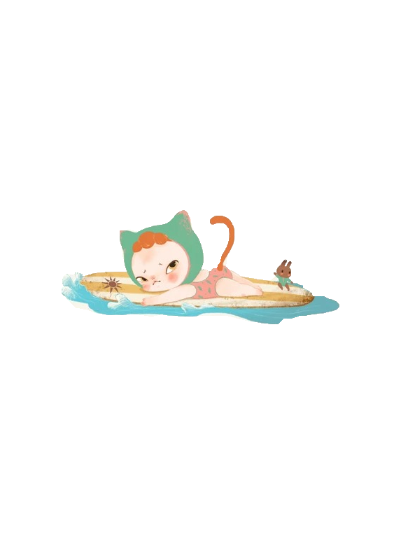 Surfboard Cat Ban - Sooya Beach Vacation Figure