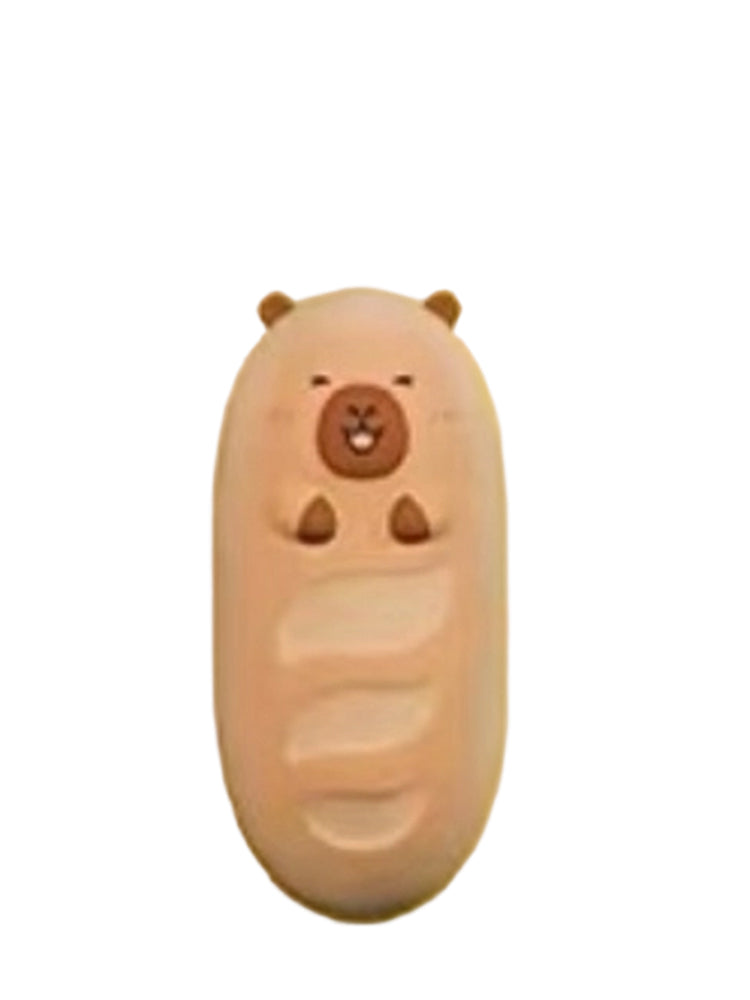 Baguette capybara mini figure shaped like a long baguette with a capybara face, from the Tuntunzai Bakery series