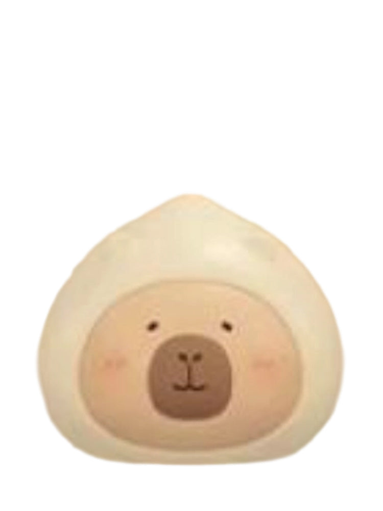 Chuanbei capybara mini figure in a white chuanbei bulb costume, from the Tuntunzai Wellness series