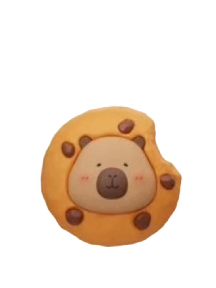 Cookie capybara mini figure shaped like a chocolate chip cookie, from the Tuntunzai Bakery V2 series