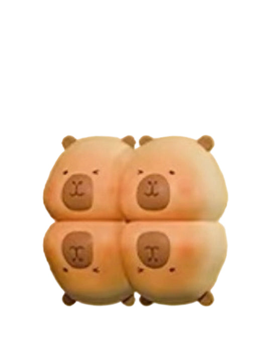 Jishi Bread capybara mini figure made of four capybara faces in a pull-apart bread, from the Tuntunzai Bakery series
