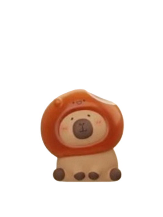 Red Bean Bun capybara mini figure wearing a red bean bun hood, from the Tuntunzai Bakery V2 series