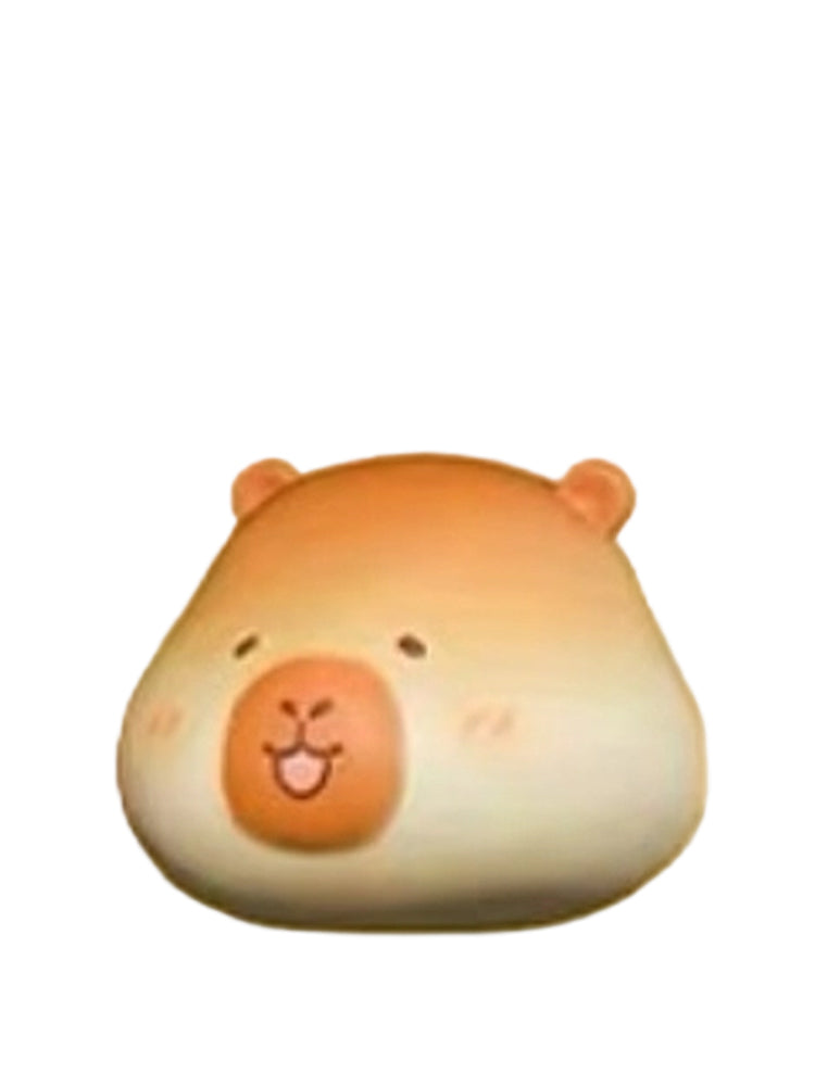 Toast Small Bread capybara mini figure shaped like a round golden bread roll with a smiling face, from the Tuntunzai Bakery series