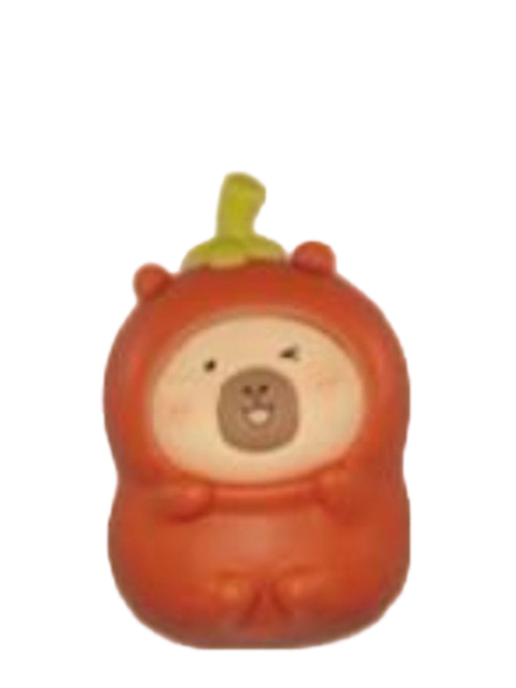 Wolfberry capybara mini figure in a red wolfberry (goji berry) costume, from the Tuntunzai Wellness series